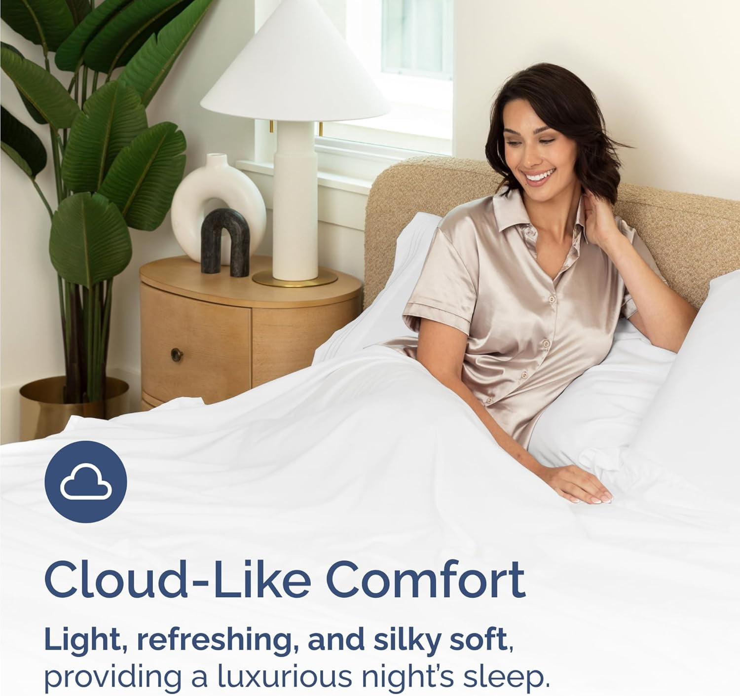 CGK Linens 4-Piece Luxury Bamboo Cooling Sheet Set - Queen Size 100% Bamboo Derived Rayon Premium Bed Sheets, White