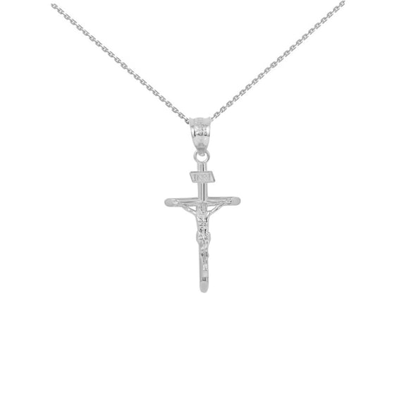 Sterling Silver Solid Cross Pendant Necklace ( 1.18") (Pendant with 18" Chain)