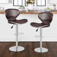 thumbnail image 7 of YRLLENSDAN Adjustable Bar Stools Set of 2 with Back and Footrest Comfy Curved Bar Chairs Set of 2 Kitchen Island Chairs with Metal Base Leather Upholstered Swivel Counter Height Stools,Brown, 7 of 7
