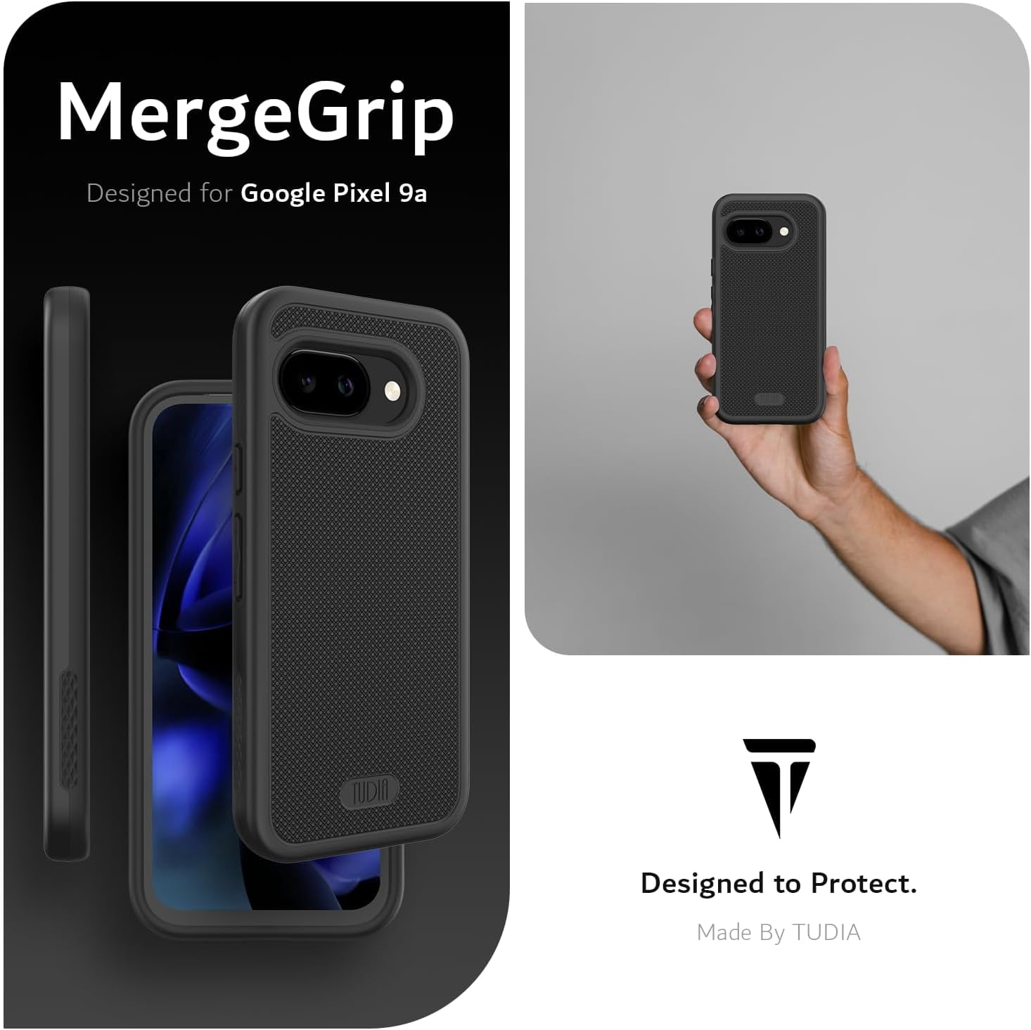 TUDIA MergeGrip for Google Pixel 9A Case 2025 MagSafe Compatible Cover - Black