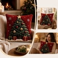 thumbnail image 3 of Christmas Tree 3D Throw Pillow Cover, 17.72 Inch Linen Cushion Case with 3D Tree & Gift Box Design, Winter Holiday Decor for Sofa Bed, 3 of 6