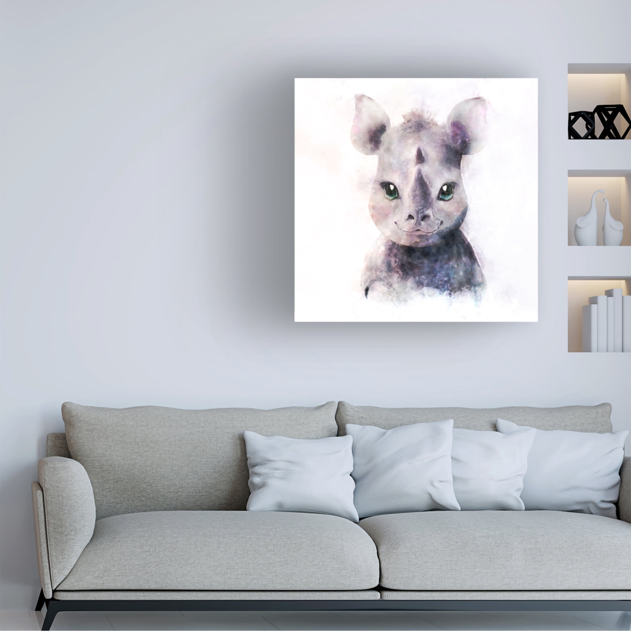 Trademark Fine Art Emel Tunaboylu Baby Rhino Canvas Wall Art