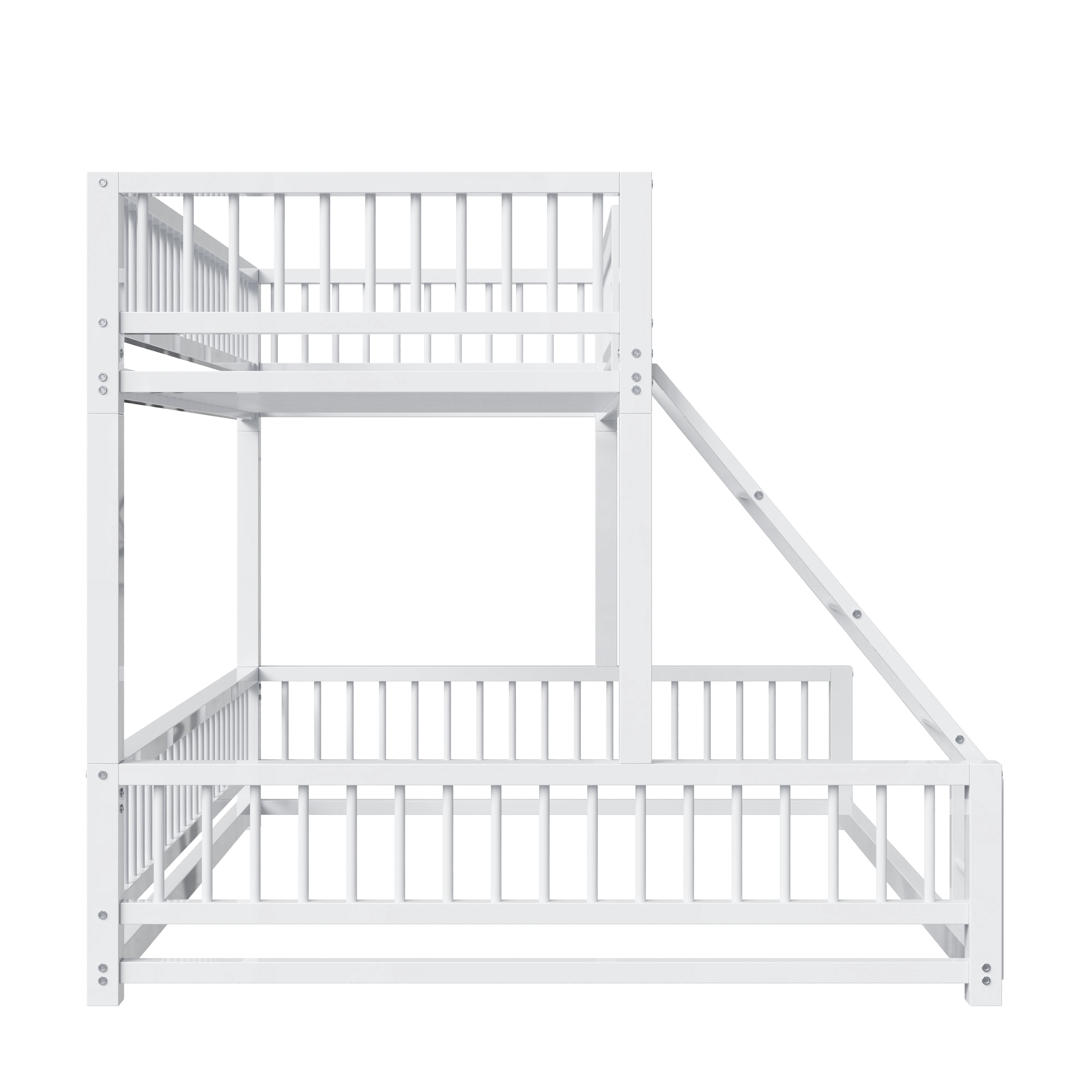 Noble House Twin XL over Queen Bunk Bed, Heavy Duty Metal Frame with Integrated Ladder and Safety Guardrails, White