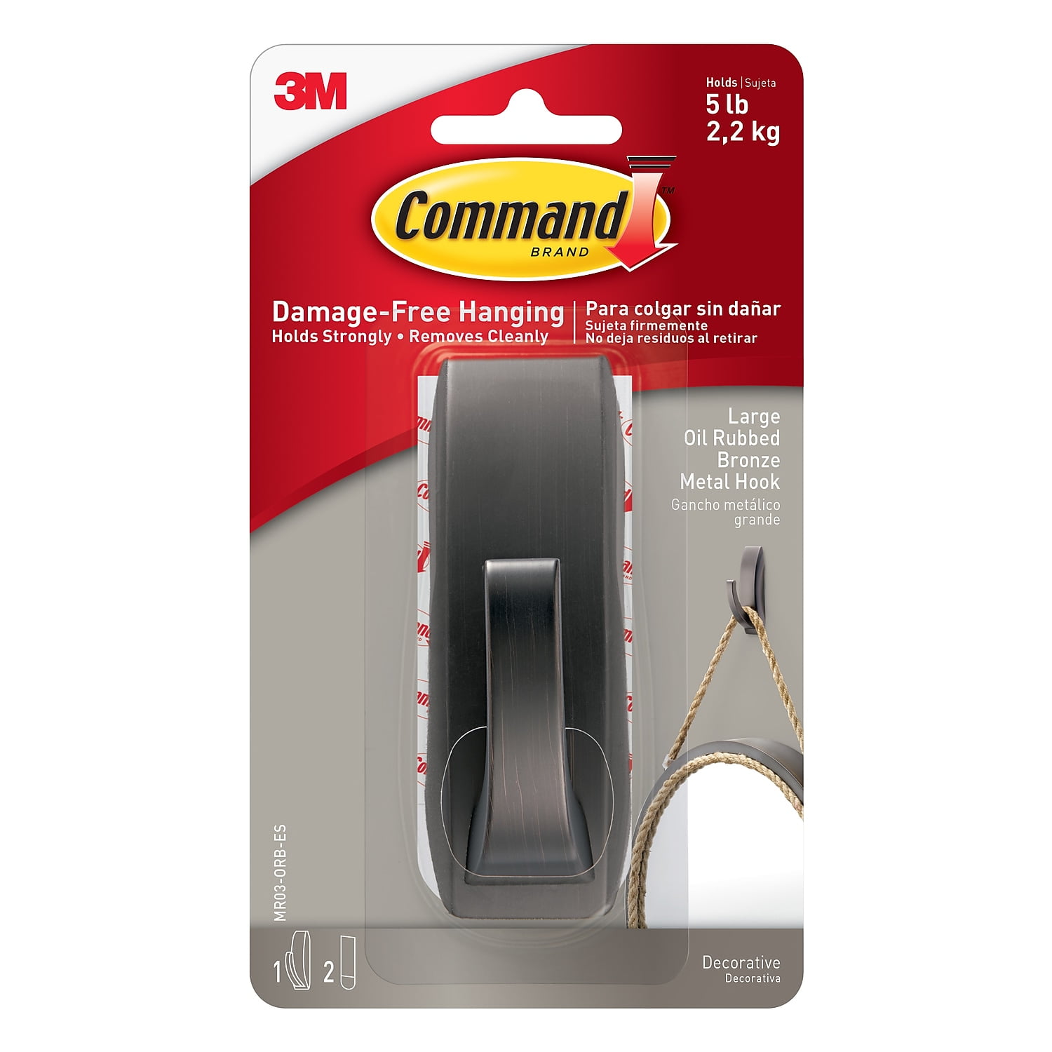 Command Modern Reflections Large Metal Hook Oil Rubbed Bronze 1 Hook