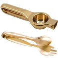 thumbnail image 2 of 1pcs Stainless Steel Food Tongs Gold Kitchen Utensils & 1pcs Stainless Steel Manual Lemon, 2 of 10