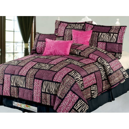 7 Pc Big Cat Feline Modern Rectangle Patchwork Leopard Cheetah