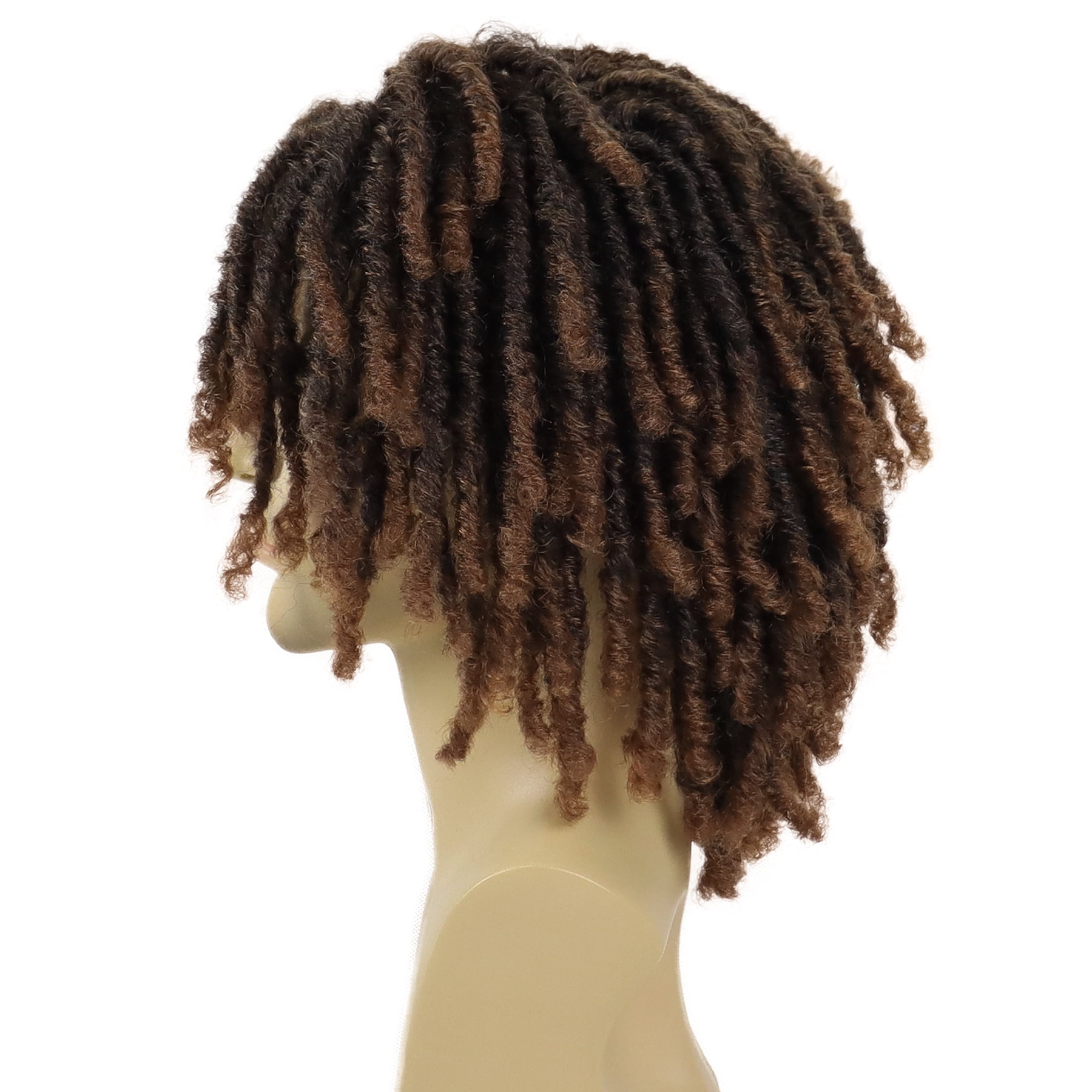 Short Dreadlocks Wigs for Men Ombre Brown Braided Wig with Bangs Color:T1B/30