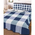 thumbnail image 2 of Quilts Twin Size, Navy Blue White Buffalo Check Soft Comforter Bedding Set for Bed, Farmhouse Plaid Modern Geometric Lightweight Quilted Bedspread with Pillow Cover(2 Pieces), 68x86 Inch, 2 of 6