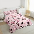 thumbnail image 3 of jejeloiu Happy Valentine Day Bedding Comforter Set,Kawaii Bow Tie Twin Comforter Sets,Pink Flower Floral Bedding Set For Men Women,Luxury Bedroom Decor Reversible,2pcs, 3 of 8