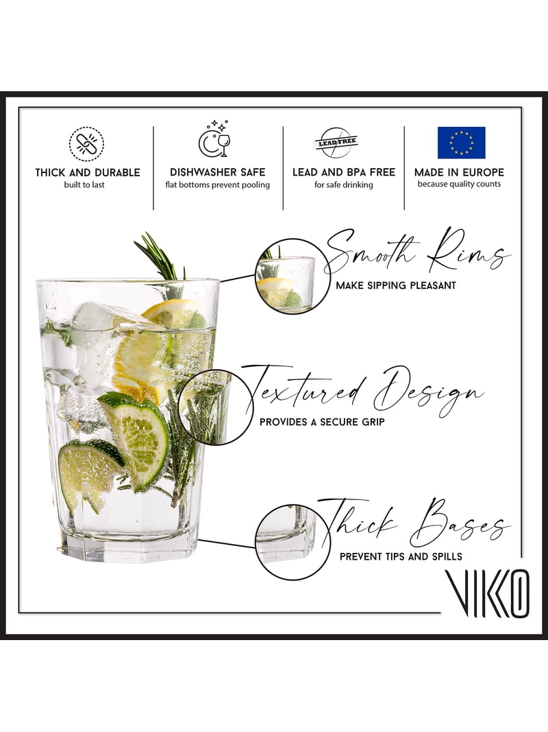 Madison - 14 Ounce Drinking Glasses | Extra Large Glasses For