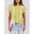 thumbnail image 3 of FOCUSNORM Pull-Over Contrasté pour Femmes Col Rond Manches Courtes Débardeur pour Sortir Streetwear pour Usage Quotidien, 3 of 4