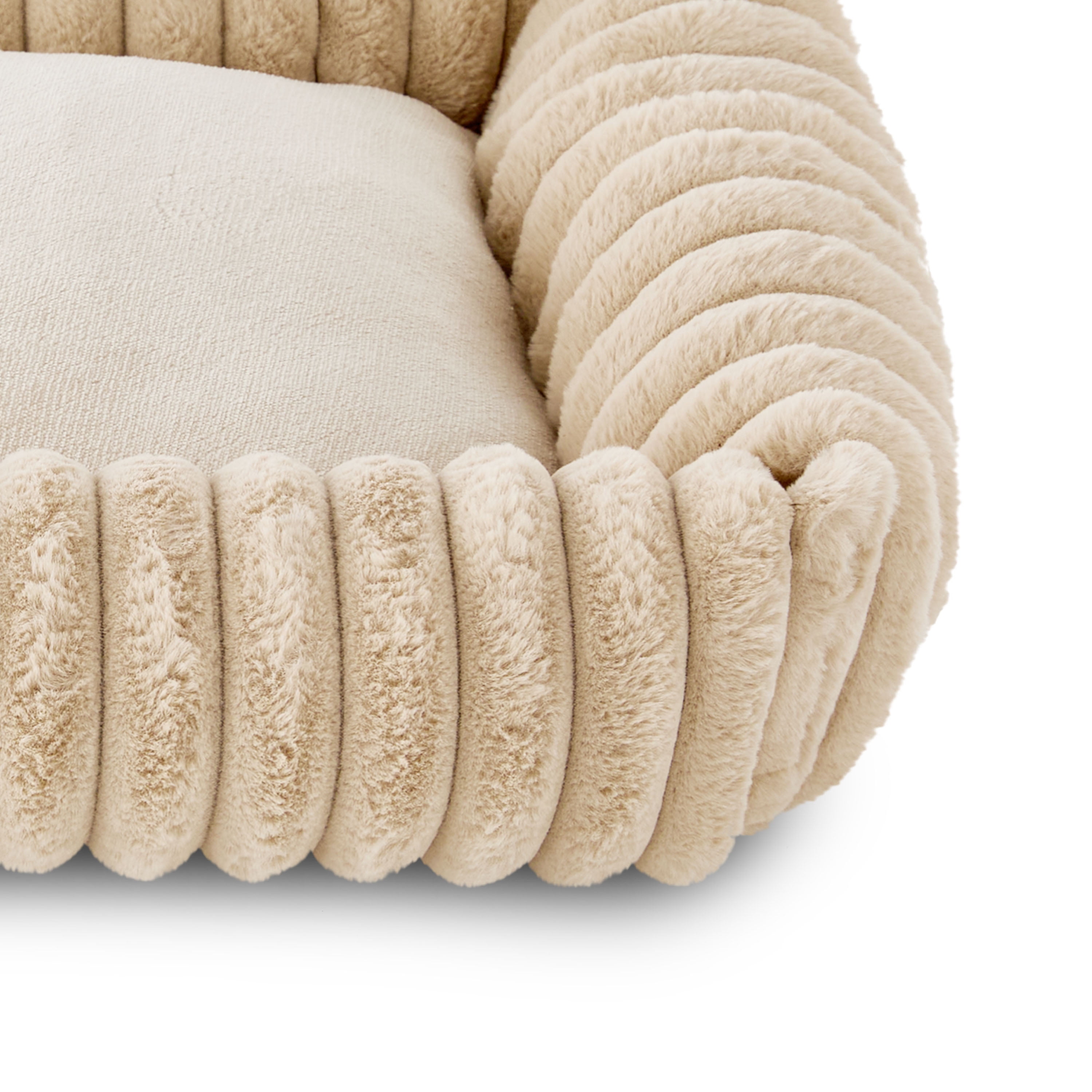 Vibrant Life Medium Ribbed Plush Cuddler Dog Bed, Tan, 27" x 21"