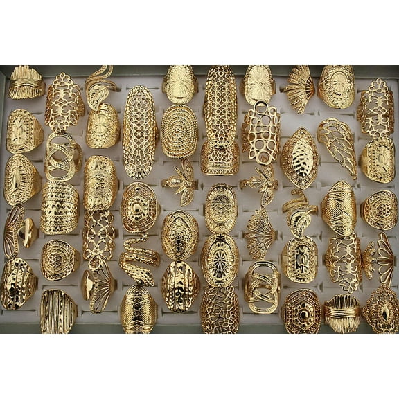 K-KED Mixed Design Delicate Jewelry Lots 30pcs Women/Men Fashion huge Ring Trendy Alloy