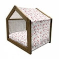 thumbnail image 2 of Modern Pet House, Shoes Heels Pattern with Orchid Flowers Petals and Hearts Design Image, Outdoor & Indoor Portable Dog Kennel with Pillow and Cover, 5 Sizes, Red White, by Ambesonne, 2 of 5