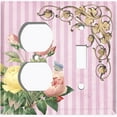 thumbnail image 4 of Metal Light Switch Plate Outlet Cover Elegant Pink Floral Striped Damask FLW070, 4 of 13