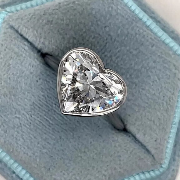 925 Silver Heart Cut Simulated Diamond Women's Pretty Ring 14k White Gold Plated