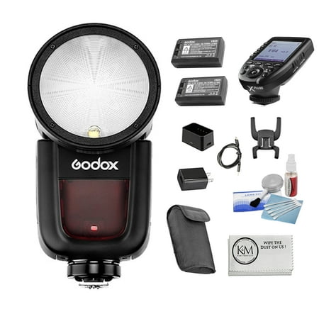 Godox V1 Flash for Nikon Bundle with Godox VB26 Battery + Wireless Flash Trigger for Nikon Cameras + 5-Piece Cleaning Kit + Microfiber Cleaning Cloth (5 Items)