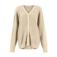 thumbnail image 4 of Stichou Cardigan Sweaters for Women 100% Cotton Button-Down Oversized Knit Cardigans with Pockets for Fall Winter 2025 Khaki M, 4 of 5