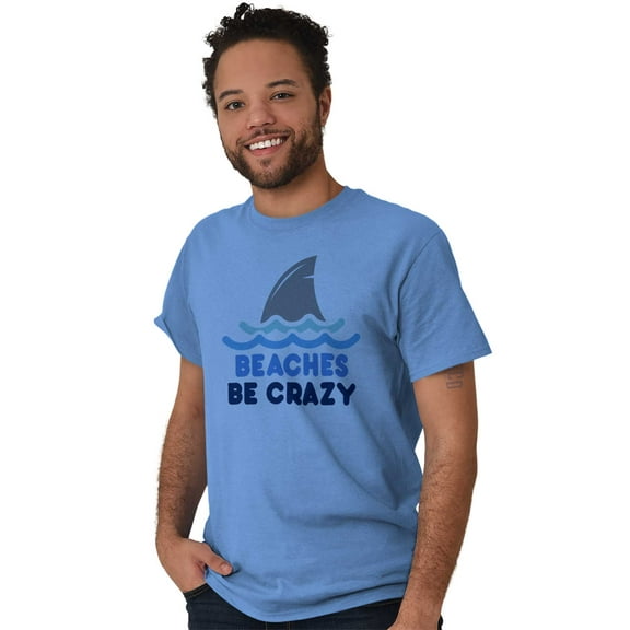 Beaches Be Crazy Funny Swimming Shark Plus Size Crewneck Graphic Tee Shirt Brisco Brands 2X