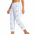thumbnail image 6 of Soyumi Cotton Linen Pants, High Waisted Wide Leg Palazzo Pants for Women Summer Elastic Waist Flowy Beach Vacation Boho Trousers Casual Lounge Pull On Pants Lightweight Travel Outfit, Blue, 6 of 7