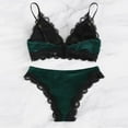 thumbnail image 4 of BYHONG Women Lace Lingerie Velvet Pajamas Set Bodydoll Sleepwear Bra Underwear Women's Underwear Green L, 4 of 5