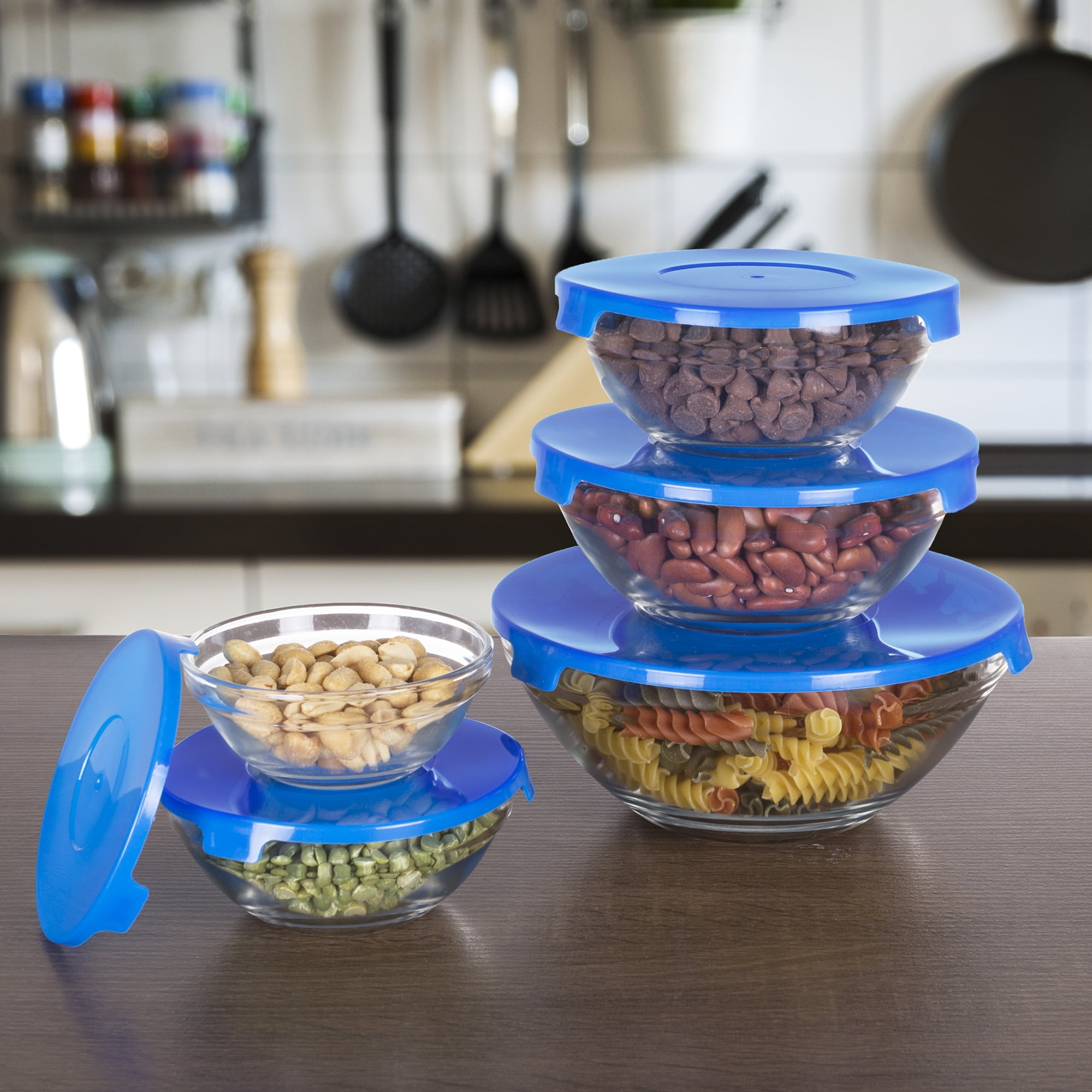 Glass Food Storage Containers With Snap Lids- 10 Piece Set With