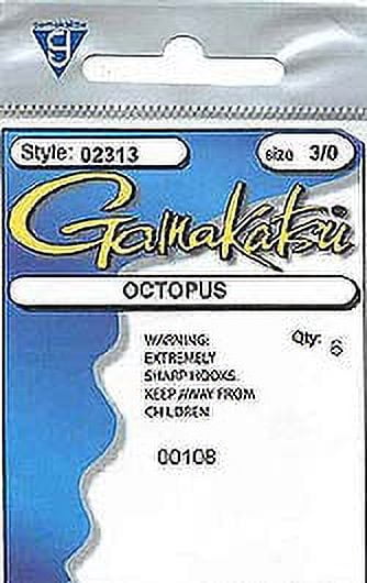 (2 pack) Gamakatsu Octopus Hook in High Quality Carbon Steel, Red, Size 3/0, 6-Pack