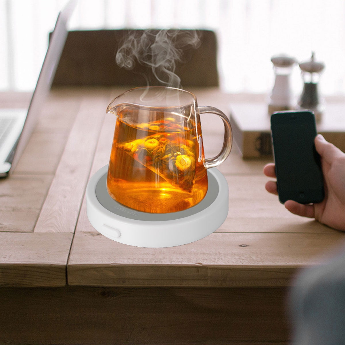 Wireless USB Vacuum Mug Wireless Waterproof Desktop Coffee Warmer 3 Levels  55°C Portable Smart Mug Heater Green 