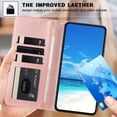 thumbnail image 5 of For Apple iPhone 15 6.1" Flower Embossed Buckle Case, Card Slots/Pocket, PU Leather Flip Wallet Case With Short Wrist Strap,Rose gold,For iPhone 15, 5 of 7