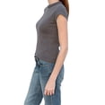 thumbnail image 2 of Liacowi Women's Slim Fit Crop Tops Casual Solid Color Crew Neck Short Sleeve Tight Tee Shirt Basic Streetwear, 2 of 5