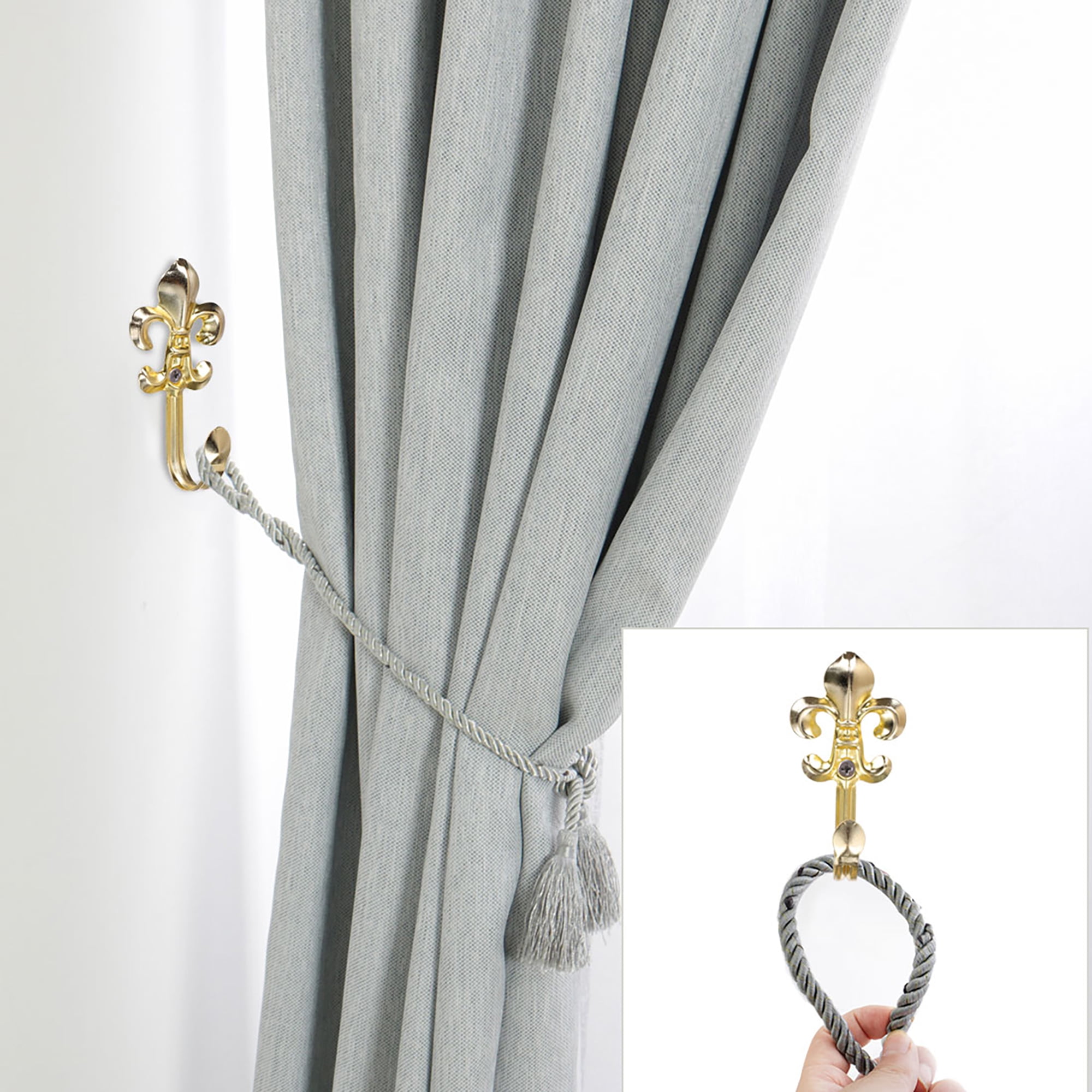 Unique Bargains Window Curtain Tieback Hook Drapery Holdbacks Metal ...