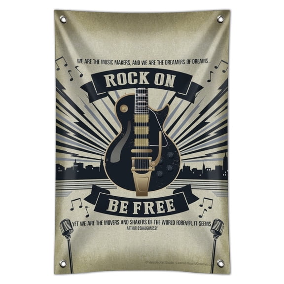Guitar Rock On Be Free Home Business Office Sign