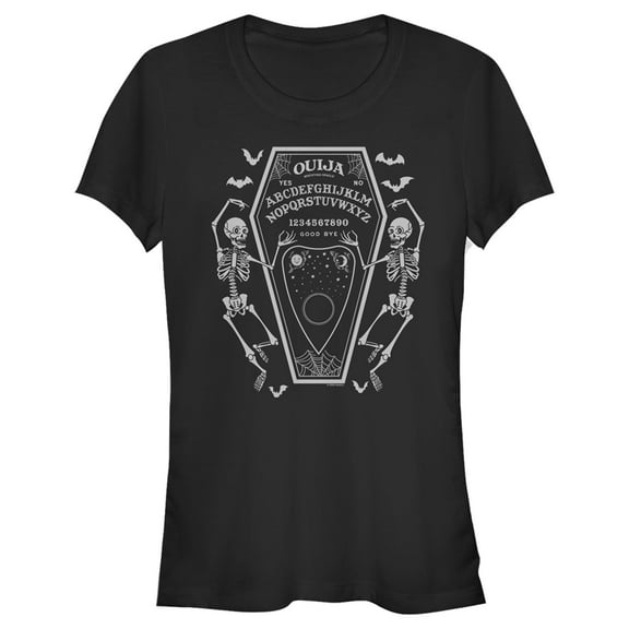 Junior's Ouija Halloween Coffin Graphic Tee Black Medium