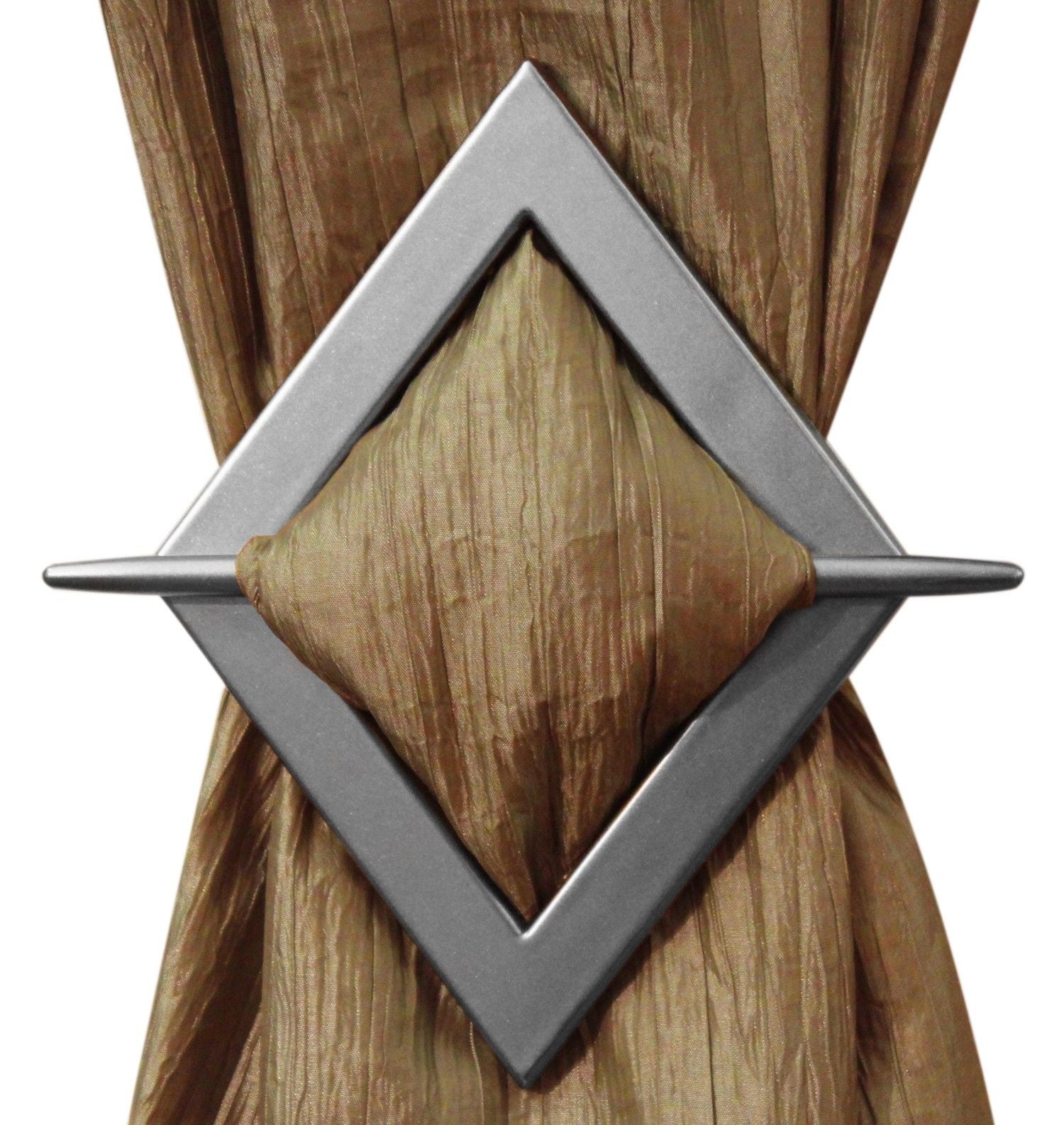 Set of 2 Curtain Holdbacks, Diamond, Silver