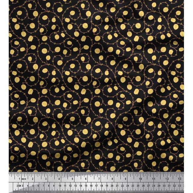 Soimoi Rayon Fabric Artistic Leaves Print Fabric by the Yard 56 Inch Wide