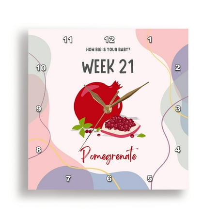 3dRose, Image of Pomegrenate how big is your baby week 21, 15x15 Wall Clock