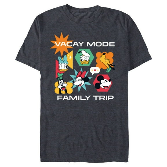 Disney Mickey & Friends Vacay Mode Family Trip Vacation - Short Sleeve Blended T-Shirt for Adults - Customized-Navy Heather