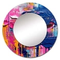 thumbnail image 2 of Designart "Explosions Of Color Pink Blue Burst" Abstract Rund Mirror For Wall Decor - Large Pink Round Printed Mirror - Glam Round Mirror 29" x 29" Inch, 2 of 5