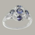 thumbnail image 3 of LBG British Made 14k White Gold Ring with Natural Tanzanite & Diamond Womens Statement Ring - 33 size options - Size 4, 3 of 7