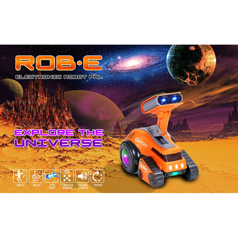 Contixo R5 Moon Rocket Rob-E Electronic Toy Robot PRL with Dances, Plays  Music and Songs, Light Up Shine Eyes, Volume Adjust, Lifts and Rotates,  Gift for Kids, Toddlers, Boys and Girls 