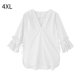 thumbnail image 1 of Camisa a rayas Blusa con cuello en V de verano Mujer Top casual con manga trompeta, Blanco, 4XL Eigraketly AP001548-06B, 1 of 7