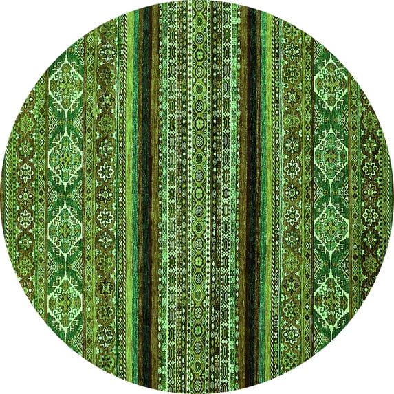 Ahgly Company Indoor Round Abstract Green Modern Area Rugs, 6' Round