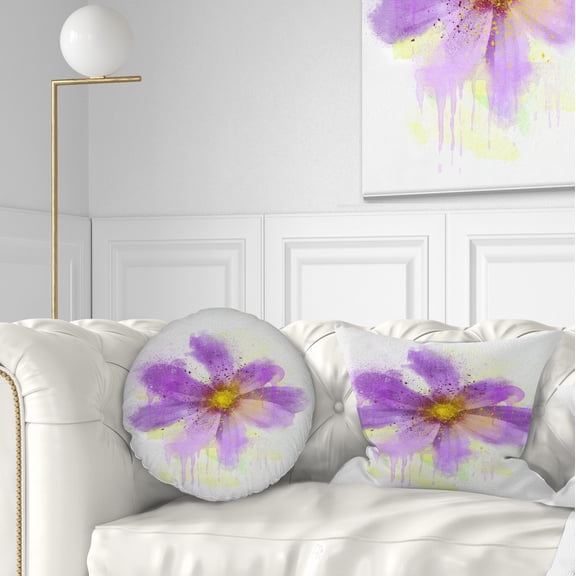 Designart Purple Flower with Large Petals - Flowers Throw Pillowwork - 12x20