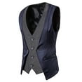 thumbnail image 2 of YLSDY Men's Double Breasted Suit Vest Slim Fit Casual Business Waistcoat V-Neck Herringbone Vest Steampunk Gothic Victorian Wedding Party with Welt Pockets Navy M, 2 of 4