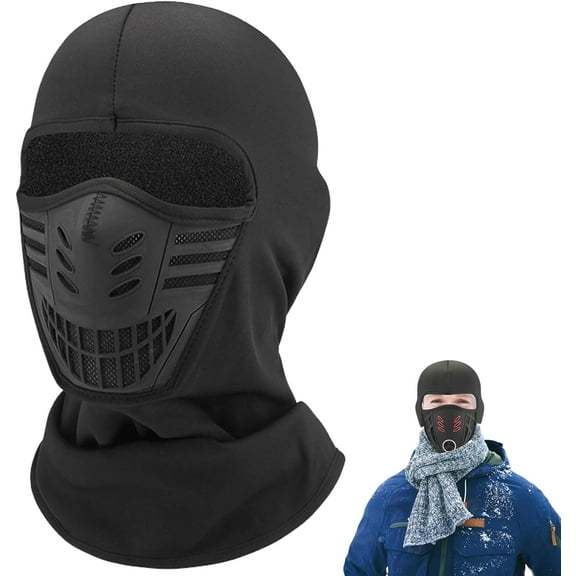 Winter Rider Warm Anti-Haze Balaclava Full Face Mask, Anti-Fog Windproof Fleece Lined Face Cover with Neck Protection
