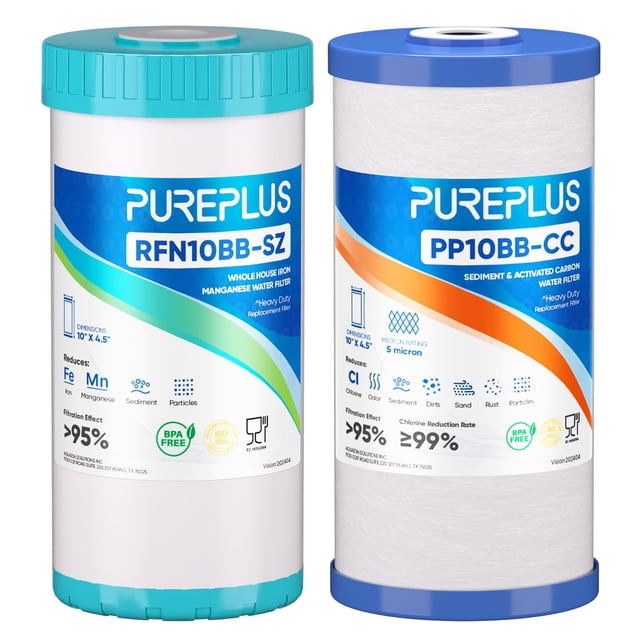 Filtro de agua PUREPLUS 4,5 x 10 de 2 etapas para toda la casa, paquete de 1 unidad