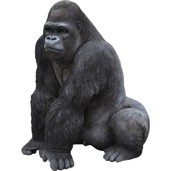 Hi-Line Gifts 21" Gorilla Seated and Leaning Forward Outdoor Garden Statue