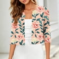 thumbnail image 2 of Danhjin Women's Floral Print Cardigan 3/4 Sleeve Fashion Casual Tops Gradient Color Fall Summer Spring Dailywear Holiday Vacation Work Going out Outfits, 2 of 8