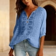 thumbnail image 5 of TRUBKH embroidered shirts Beach Vacation Tunics Loose Dressy Casual Blouses Short Sleeve V Ncek Lace Trim Top Flowy Tunics Blouses V Neck Shirts Button Down Floral Shirts Button Up Shirt Navy L, 5 of 7