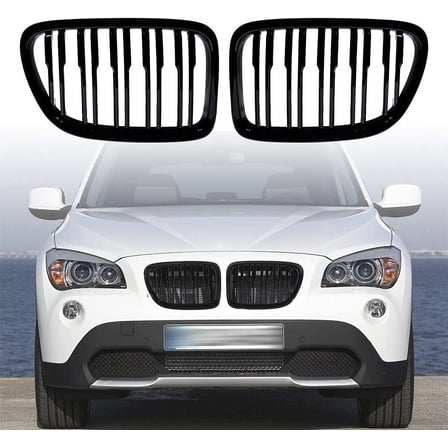 Astra Depot Glossy Black Double Slats Front Kidney Grill Grille For 2009-2014 BMW X1 E84 xdrive28i 35i